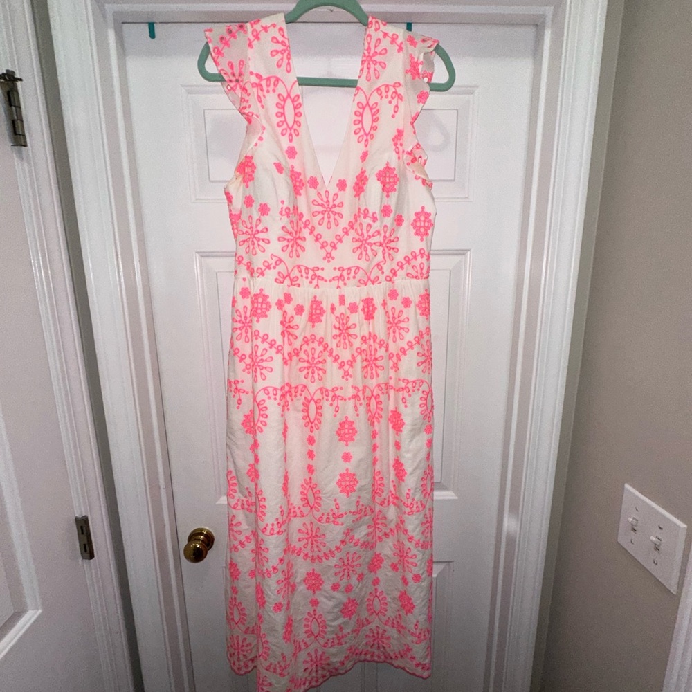 Lily Pulitzer Floral Embroidered Pink and White Dress